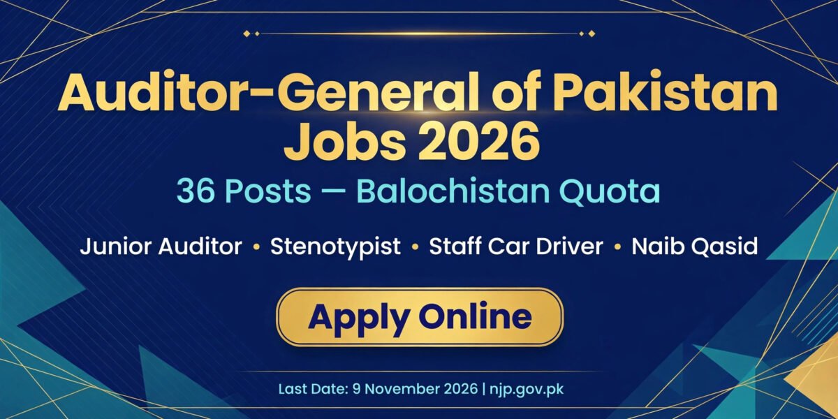 Auditor General of Pakistan Jobs 2026 Apply Online
