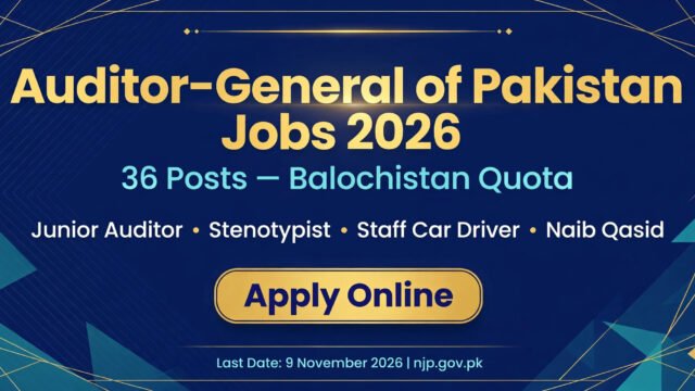 Auditor General of Pakistan Jobs 2026 Apply Online