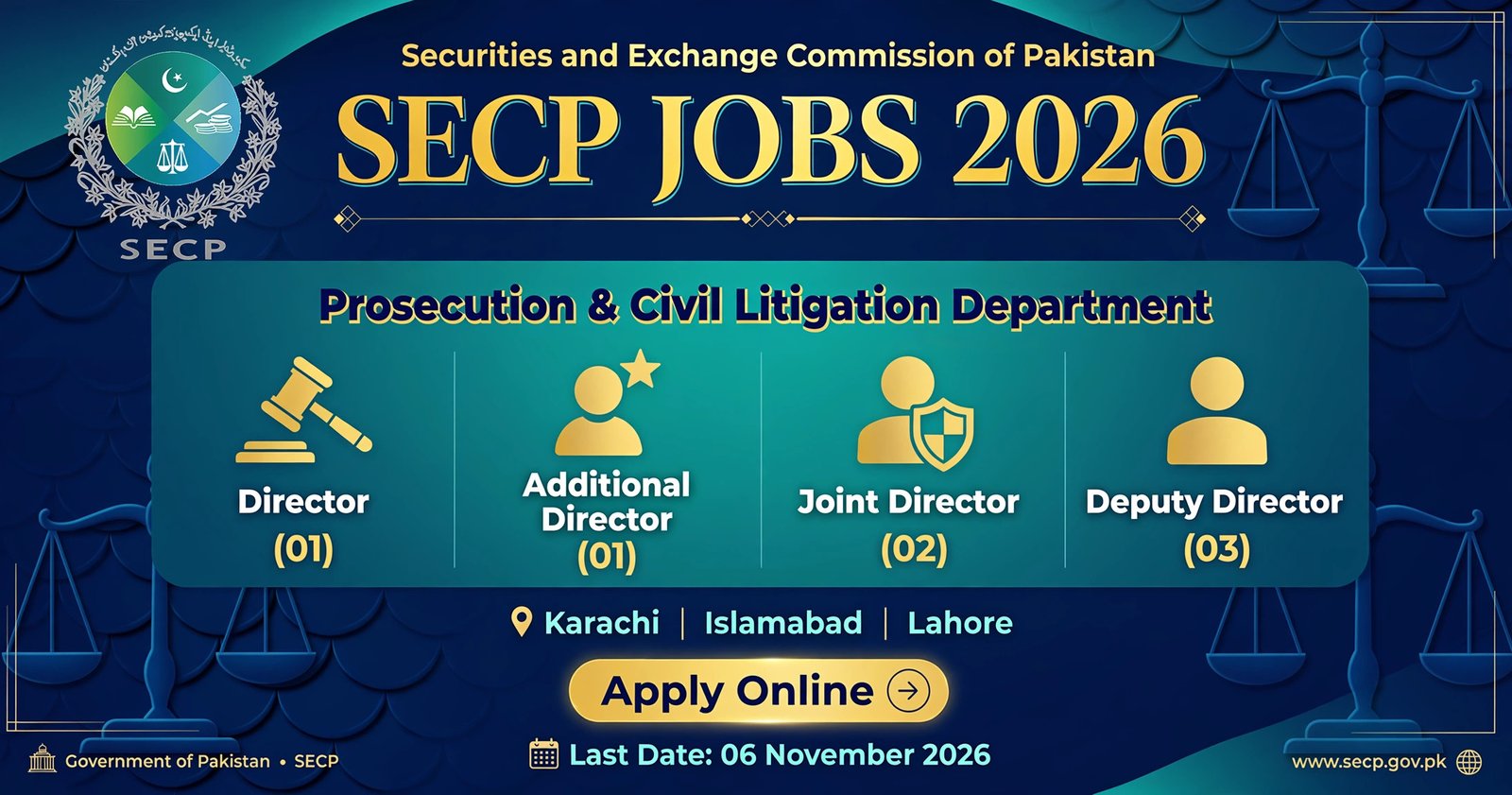 SECP Jobs 2026 advertisement poster - Securities and Exchange Commission of Pakistan