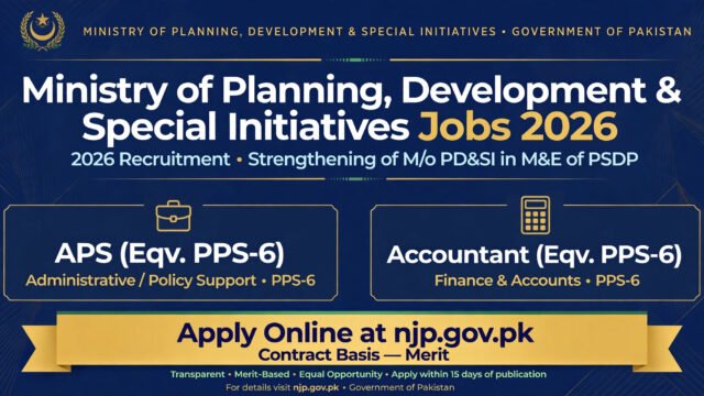 Ministry of Planning Development & Special Initiatives Jobs 2026 Apply Online
