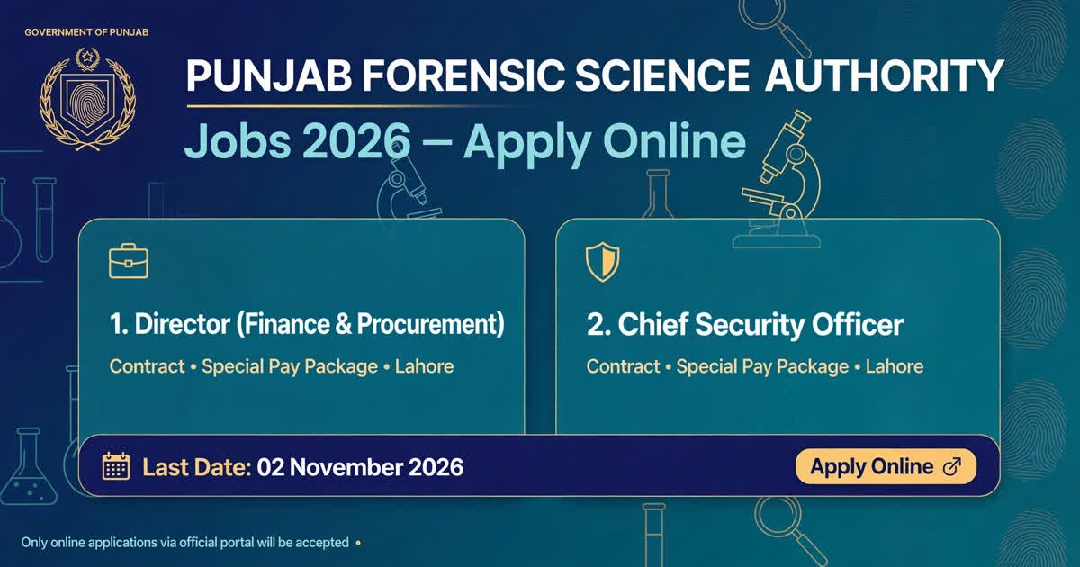 Punjab Forensic Science Authority PFSA Jobs 2026 advertisement poster